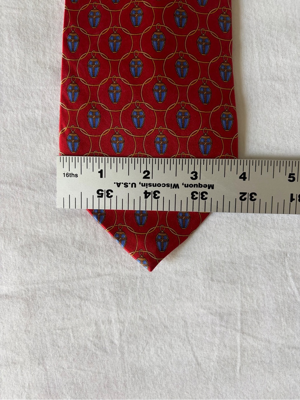 Faberge Vintage Silk Neck Tie Made In Usa Red Blue Old Money Egg Careerwear — image 7 of 8